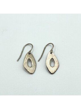 Silpada Hammered Matte Modernist Disk Dangle Sterling Silver Earrings
